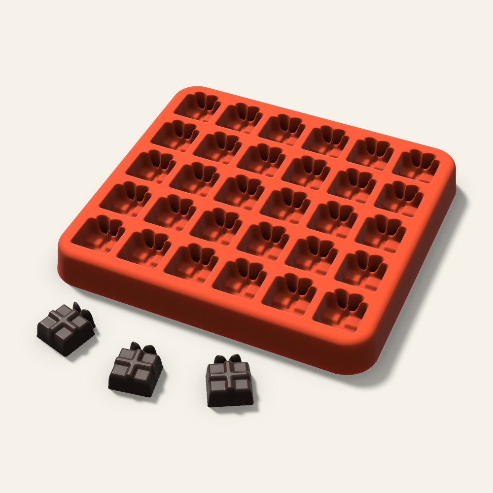 Gift Box Gummy Mold, 0.5 Inch, 30 Cavity, 3D render