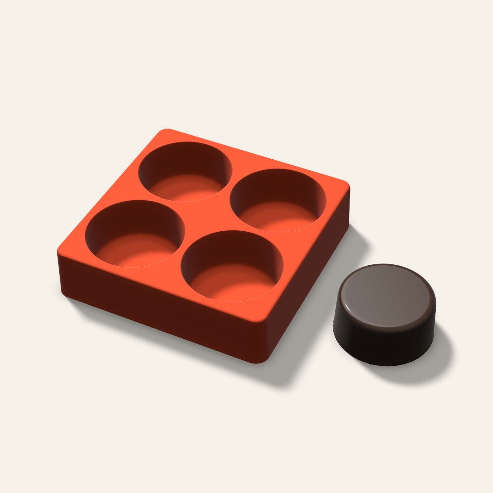 Round Mini Cake Mold, 2.5 Inch, 4 Cavity, 3D render