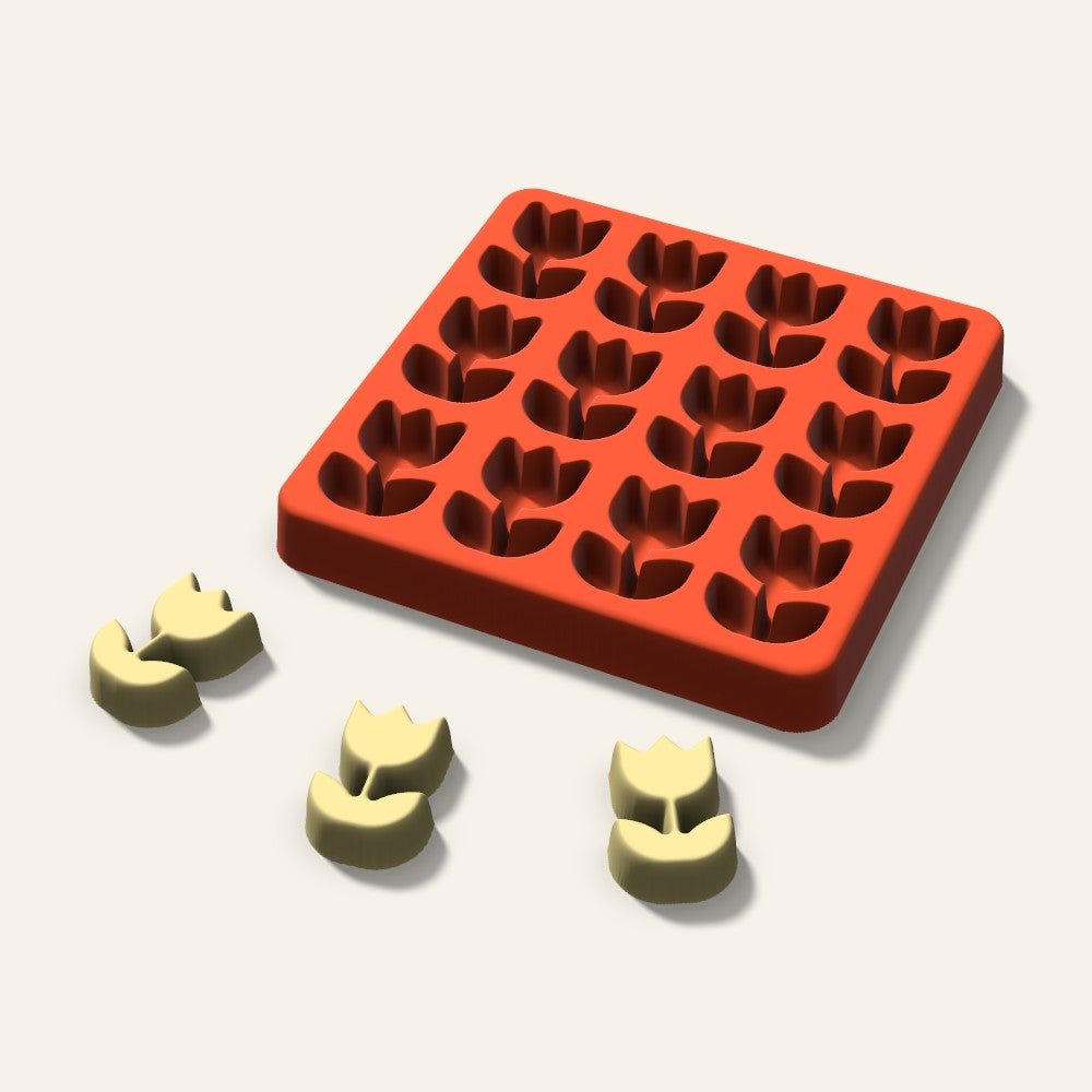 Rose Butter Pat Mold, 1.25 Inch, 12 Cavity, 3D render