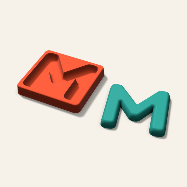 Letter M Freshie Mold, 4 Inch, 3D render