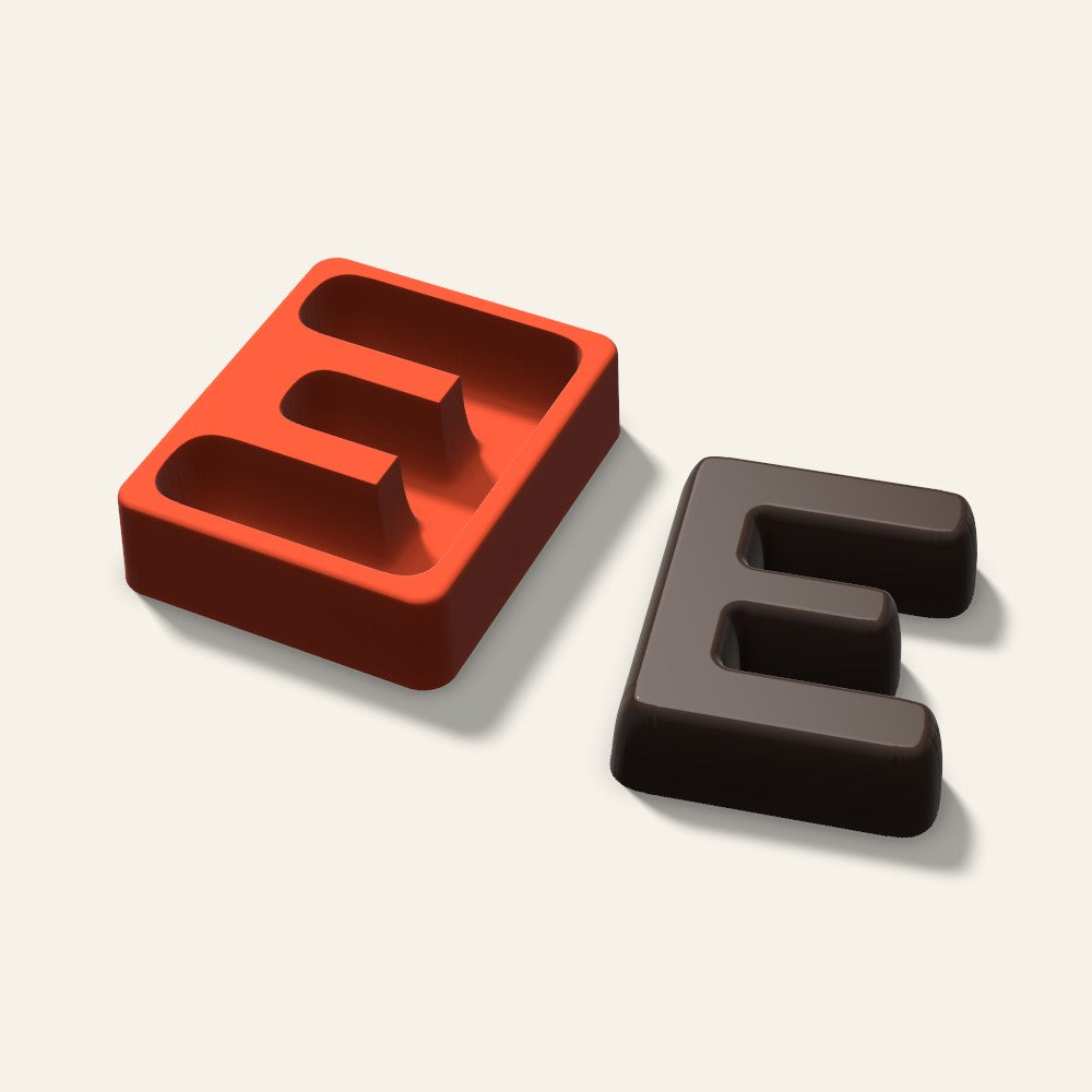 Letter E Mold, 4 Inch, 3D render