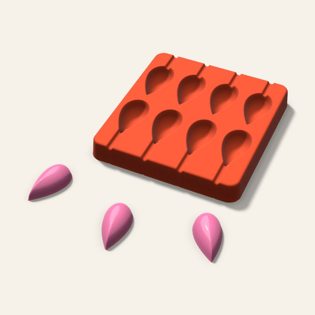Teardrop Lollipop Mold, 1.5 Inch, 8 Cavity, 3D render
