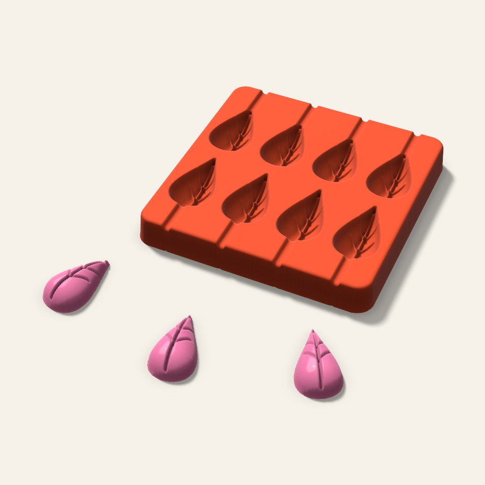 Leaf Lollipop Mold, 1.5 Inch, 8 Cavity, 3D render
