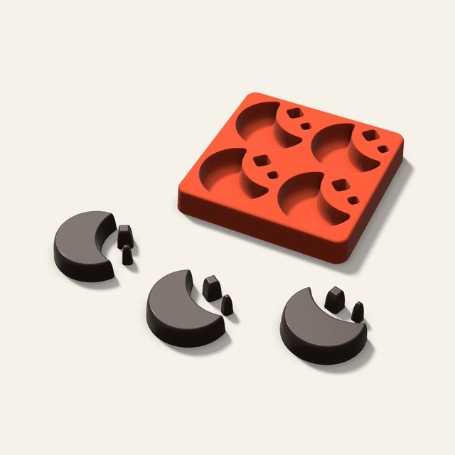 Moon and Stars Chocolate Mold, 2 Inch, 4 Cavity, 3D render