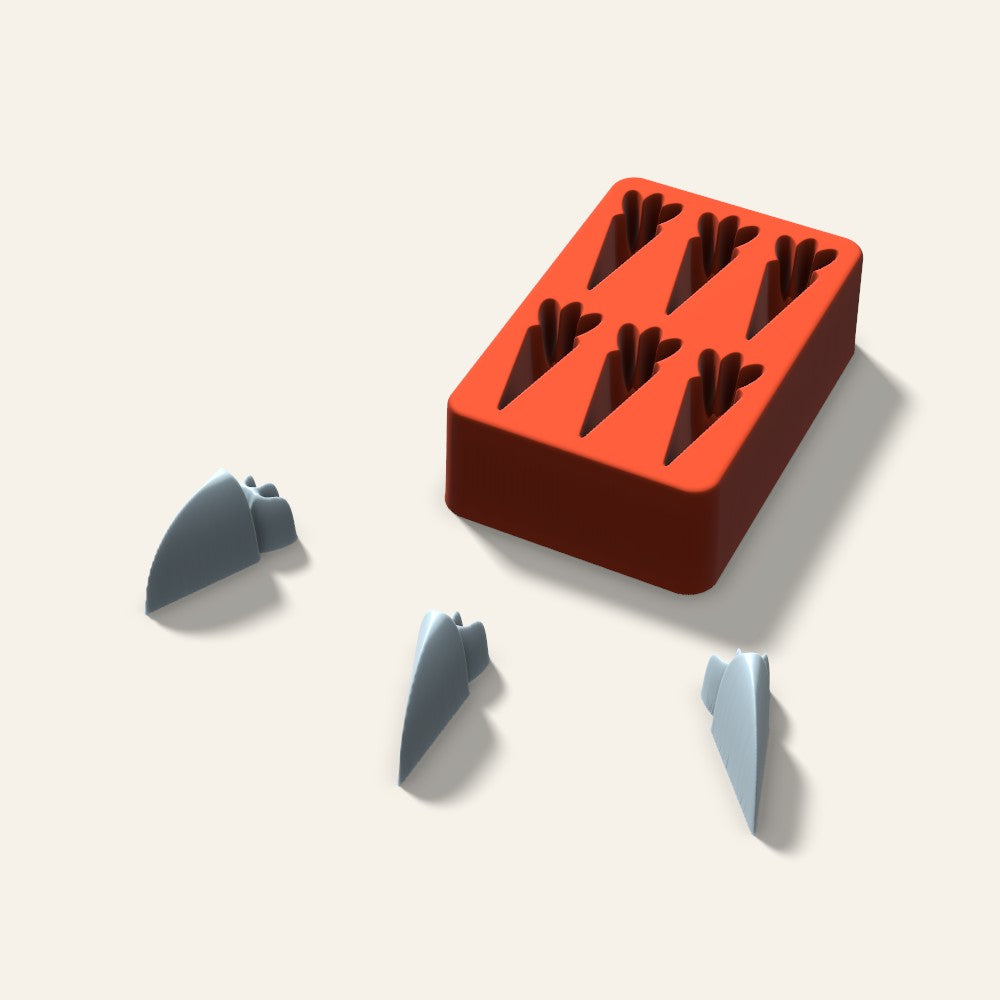 Carrot Ice Mold, 2 Inch, 6 Cavity, 3D render