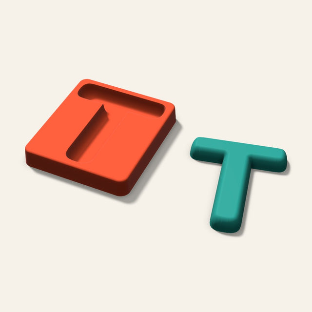 Letter T Freshie Mold, 4 Inch, 3D render