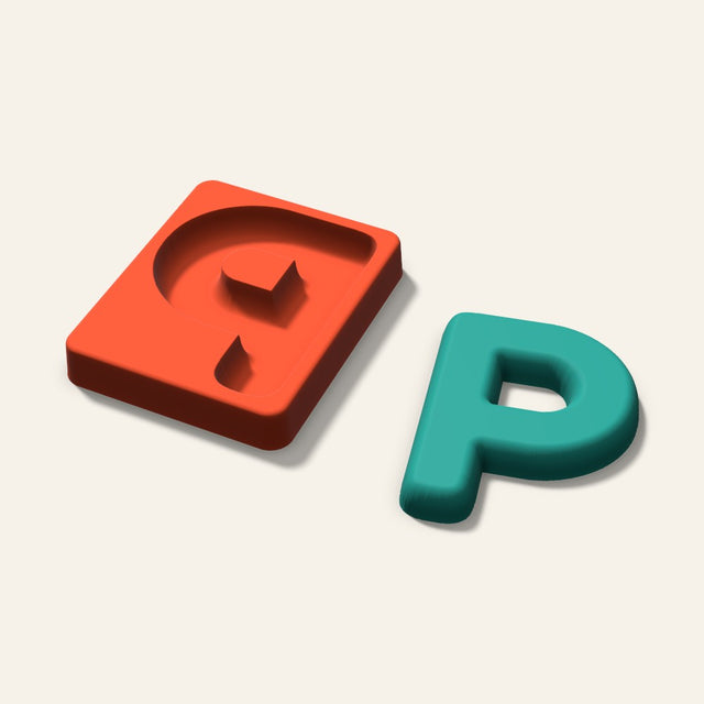 Letter P Freshie Mold, 4 Inch, 3D render