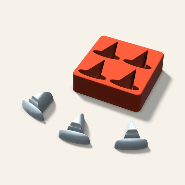 Witch Hat Ice Mold, 2 Inch, 4 Cavity, 3D render
