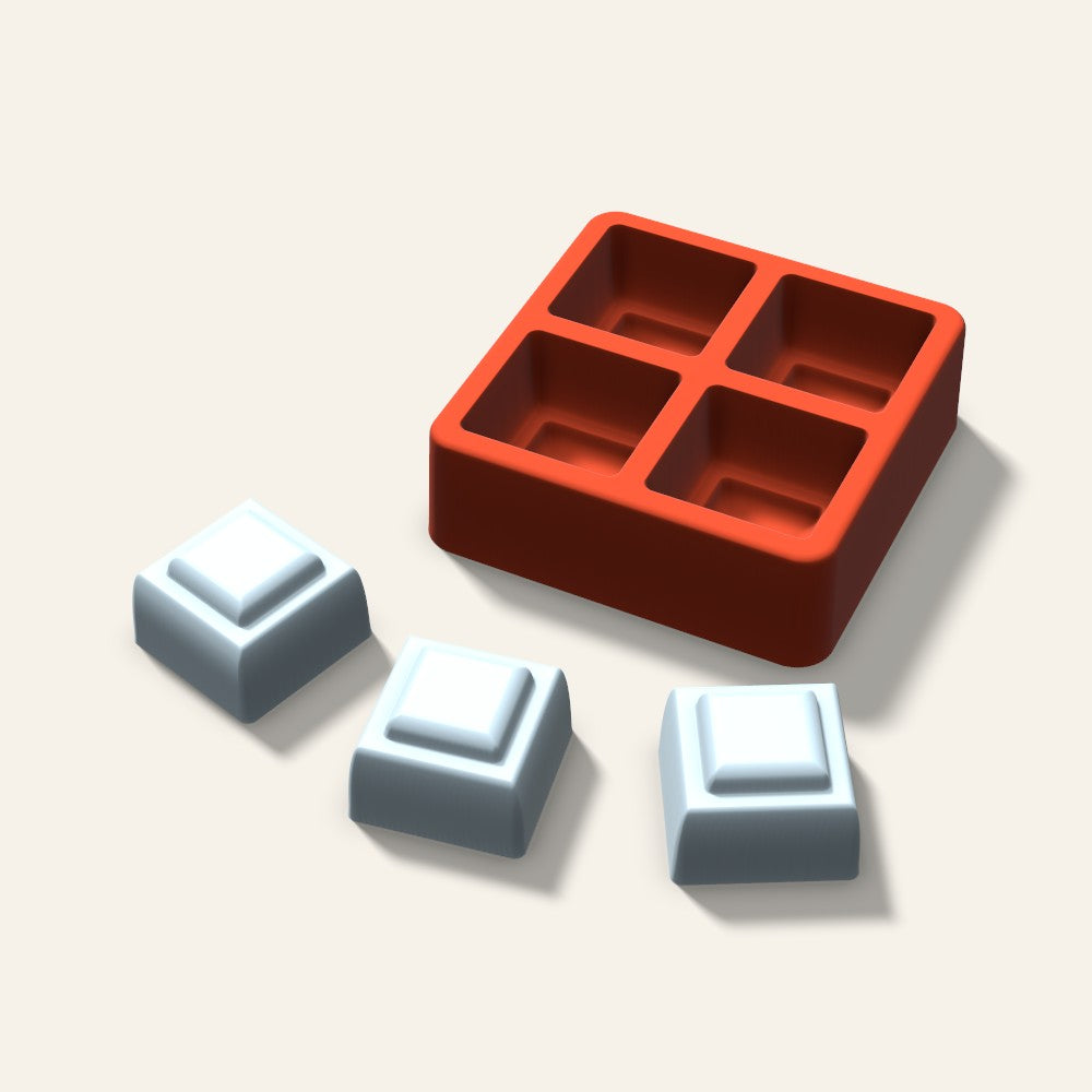 Embossed Square Ice Mold, 1.5 Inch, 4 Cavity, 3D render