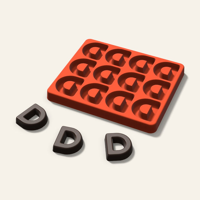 Letter D Candy Mold, 1.5 Inch, 12 Cavity, 3D render