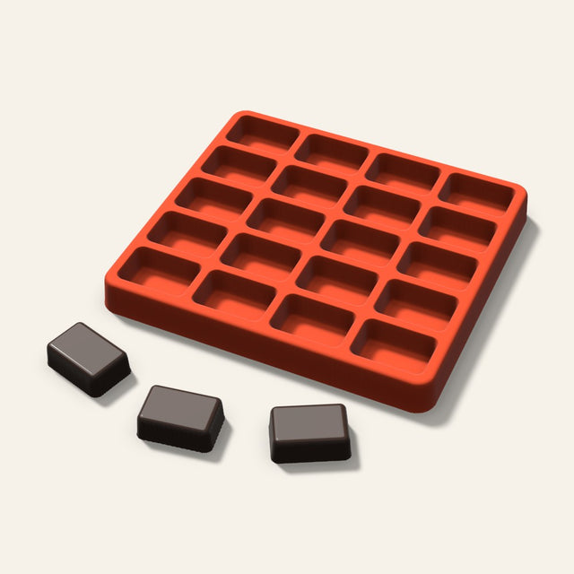 Rounded Rectangle Candy Mold, 1.25 Inch, 20 Cavity, 3D render