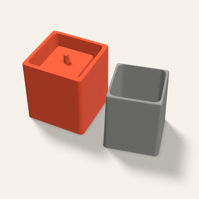 Tall Square Concrete Planter Mold, 4.5 Inch, 3D render