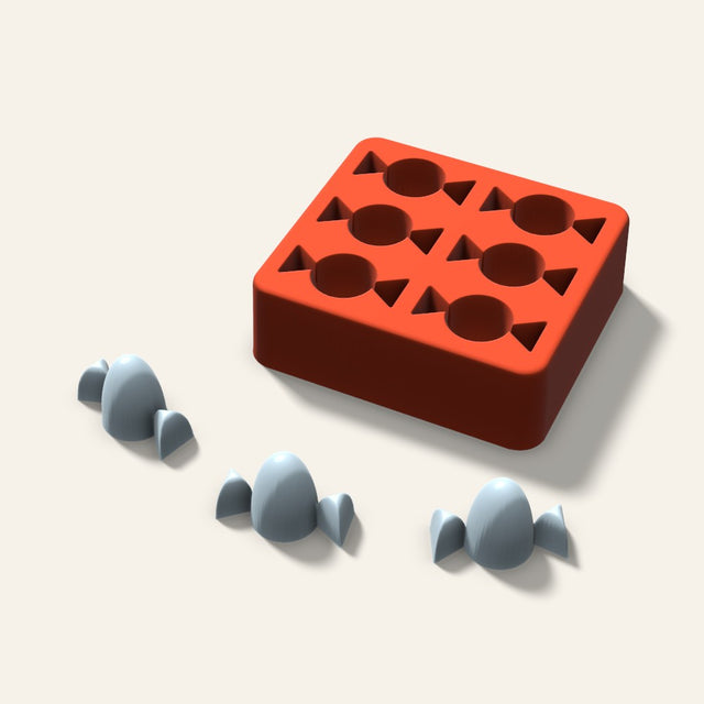 Wrapped Candy Ice Mold, 1.5 Inch, 6 Cavity, 3D render
