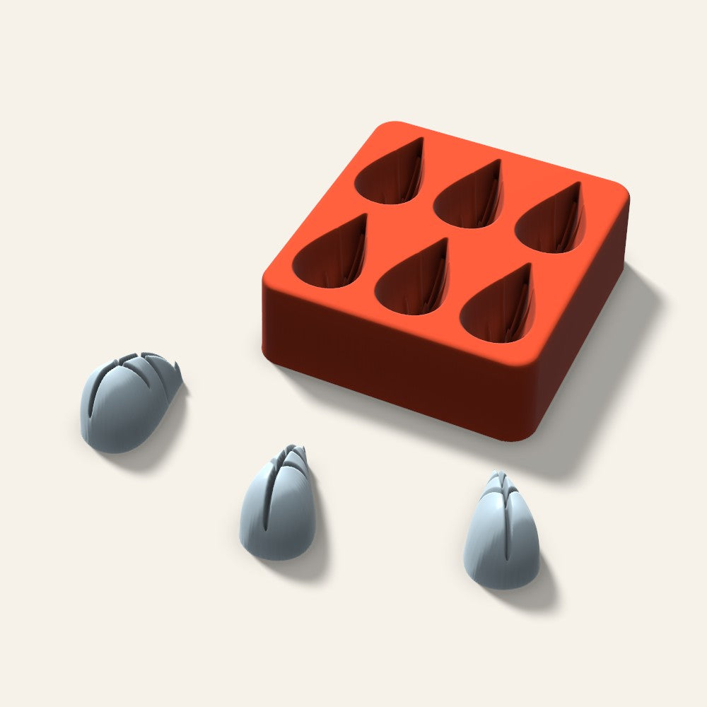 Leaf Ice Mold, 1.5 Inch, 6 Cavity, 3D render