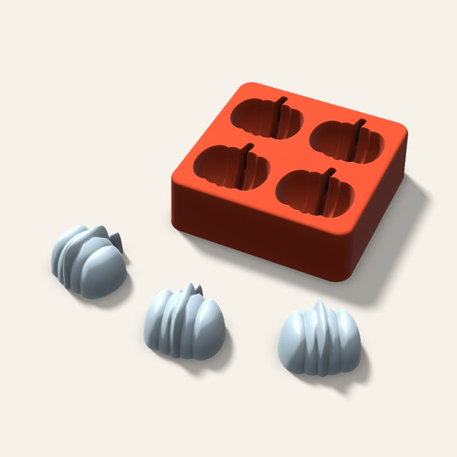 Pumpkin Ice Mold, 1.5 Inch, 4 Cavity, 3D render