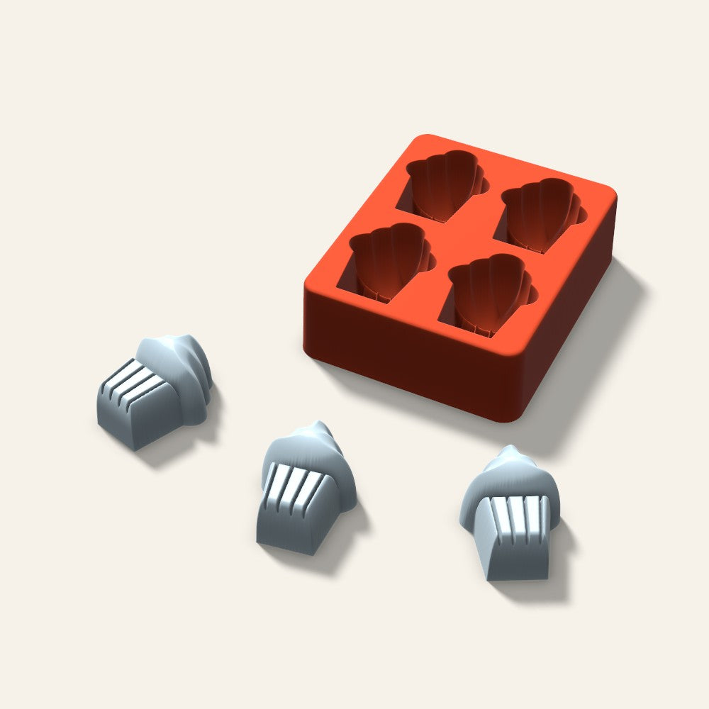 Cupcake Ice Mold, 2 Inch, 4 Cavity, 3D render