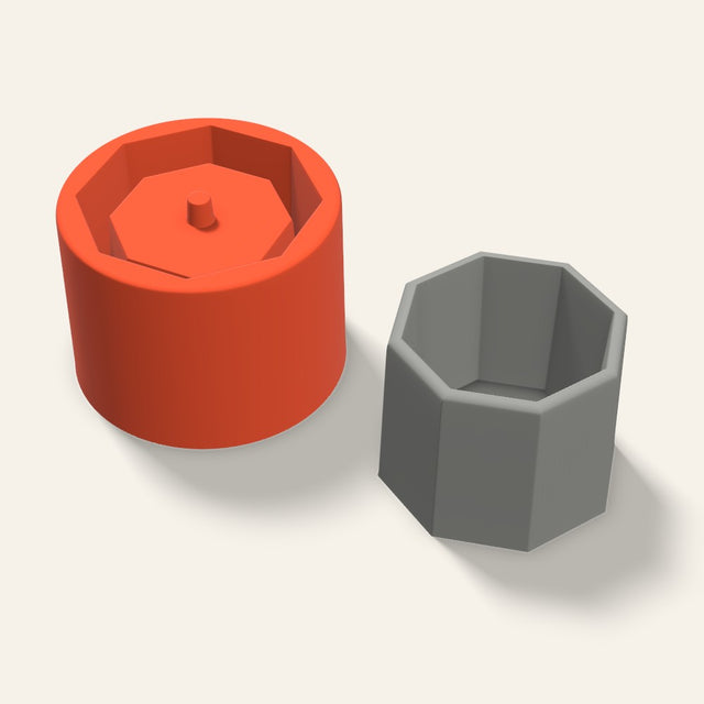 Low Octagon Concrete Planter Mold, 3 Inch, 3D render
