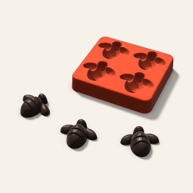 Bee Chocolate Mold, 1.5 Inch, 4 Cavity, 3D render
