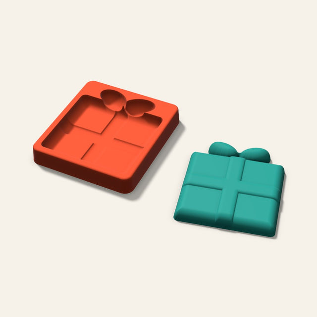 Gift Box Freshie Mold, 4 Inch, 3D render