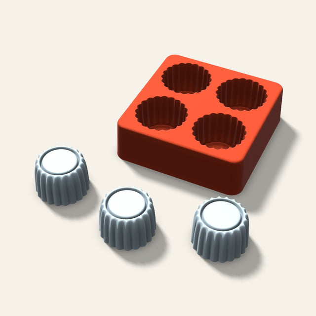 Sandwich Cookie Ice Mold, 1.5 Inch, 4 Cavity, 3D render
