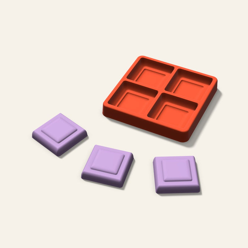 Embossed Square Wax Melt Mold, 2 Inch, 4 Cavity