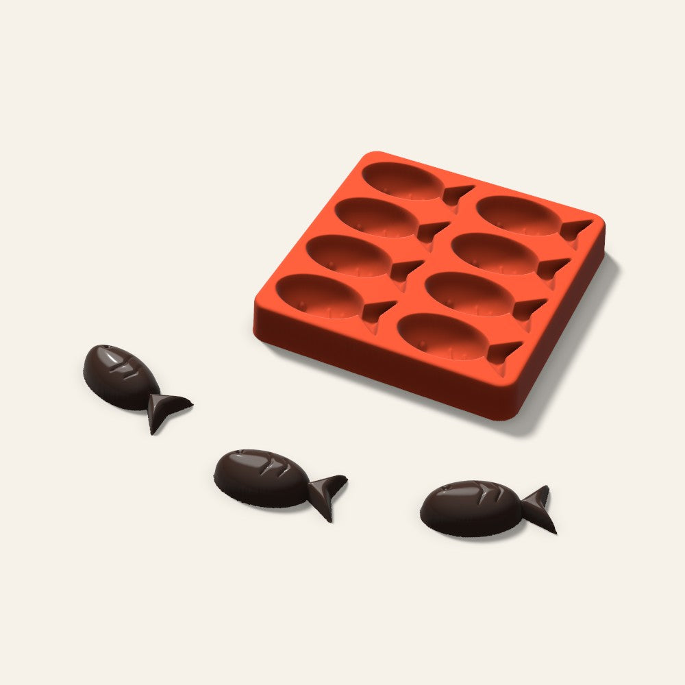 Fish Chocolate Mold, 2 Inch, 8 Cavity, 3D render