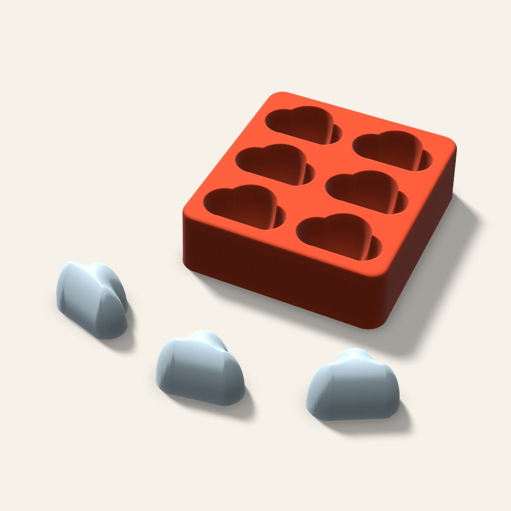 Cloud Ice Mold, 1.5 Inch, 6 Cavity, 3D render