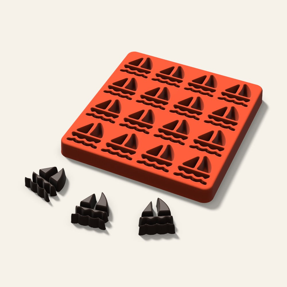 Sailboat Candy Mold, 1.25 Inch, 16 Cavity, 3D render