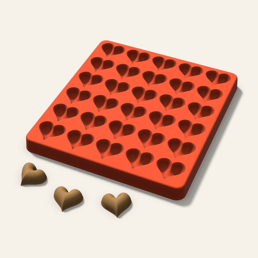 Puffy Heart Pet Treat Mold, 1 Inch, 30 Cavity, 3D render