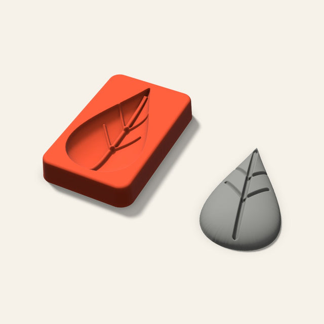 Leaf Plaster Ornament Mold, 3.5 Inch, 3D render