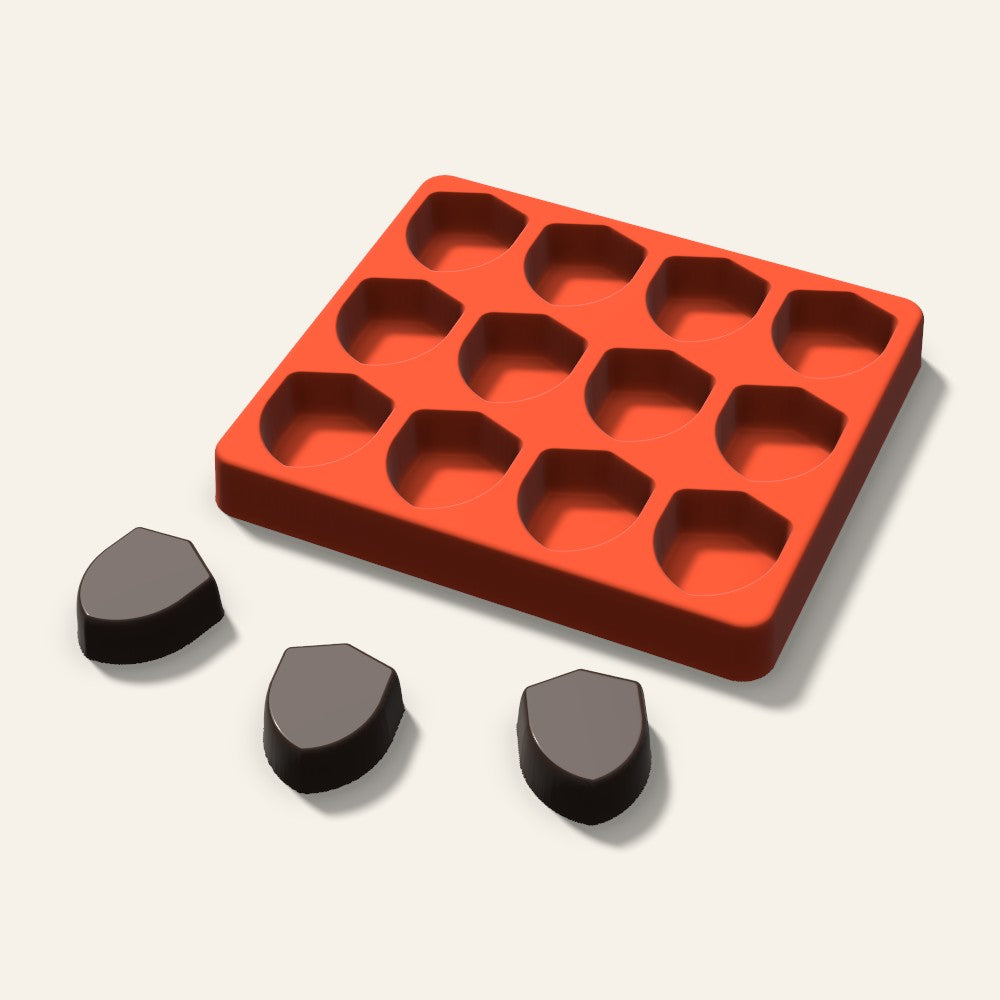 Shield Chocolate Mold, 1.5 Inch, 12 Cavity, 3D render