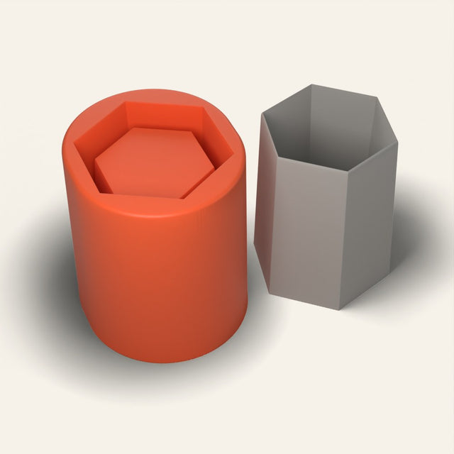 Hexagon Concrete Pen Cup Mold, 3D render