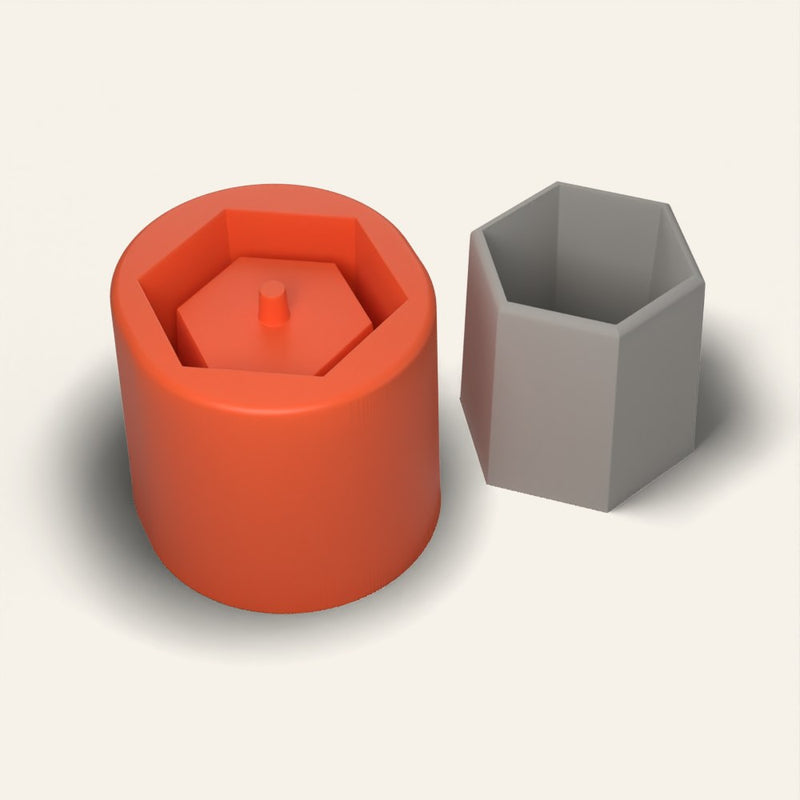 Hexagon Concrete Planter Mold, 2.5 Inch