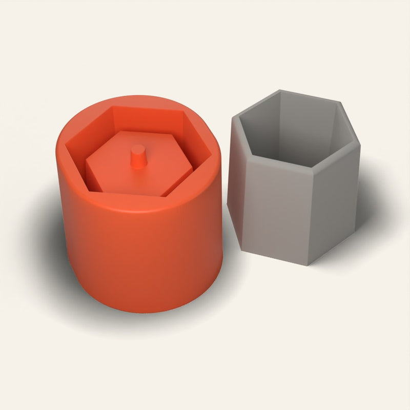 Hexagon Concrete Planter Mold, 3.5 Inch