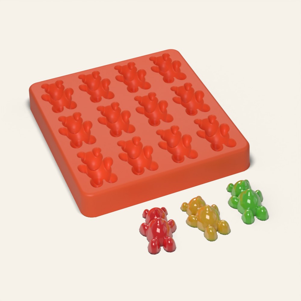 Large Gummy Bear Mold, 12 Cavity, 3D render