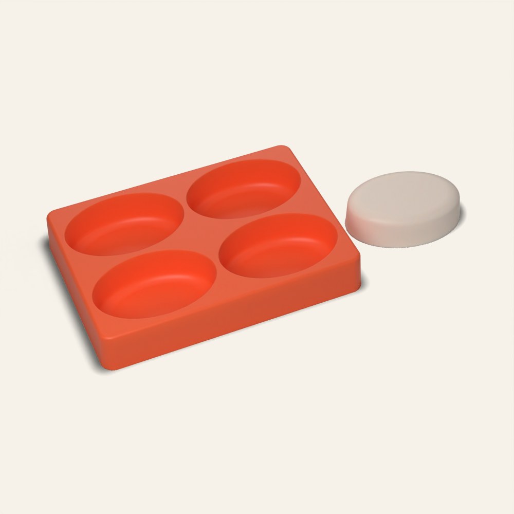 Oval Soap Mold, 4 Cavity, 3D render