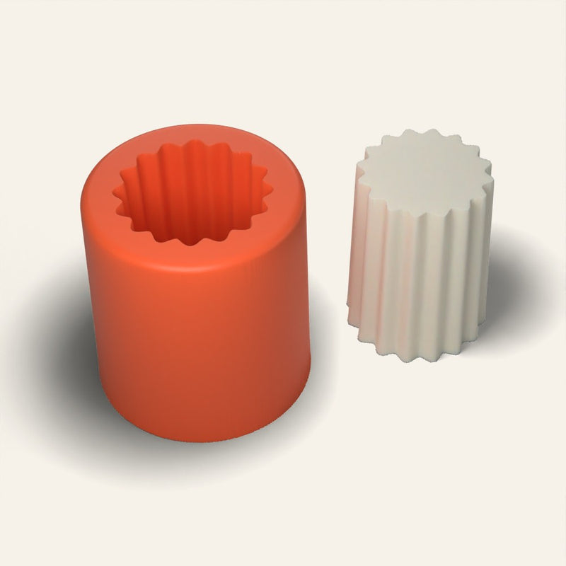 Ribbed Pillar Candle Mold, 1.5 x 2 Inch