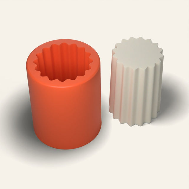 Ribbed Pillar Candle Mold, 2.5 x 3.5 Inch, 3D render