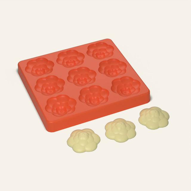Rosette Butter Mold, 9 Cavity, 3D render