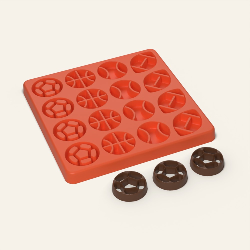 Sports Ball Mold, 16 Cavity, 3D render