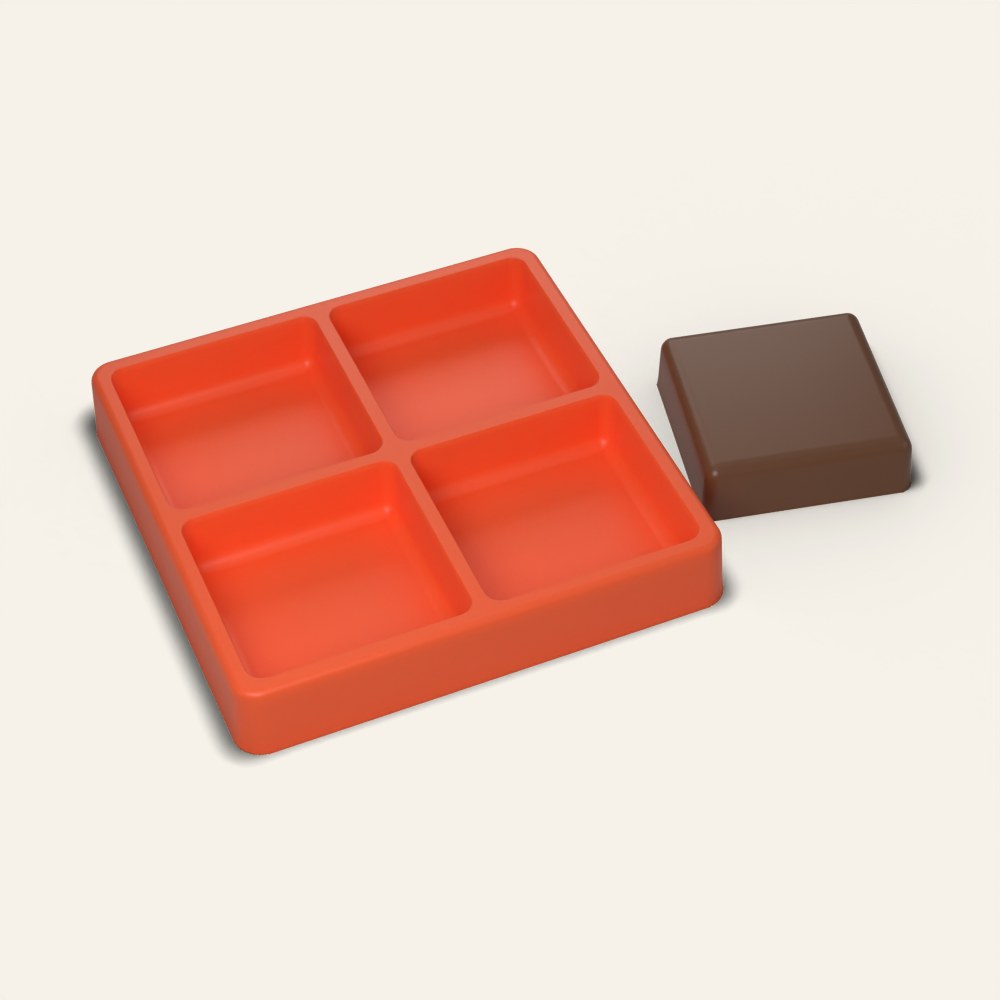 Square Cake Pop Mold, 2.7 Inch, 4 Cavity, 3D render