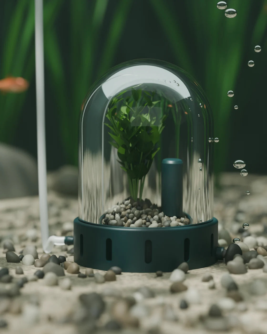 The Bubble at work on the floor of a planted fish tank